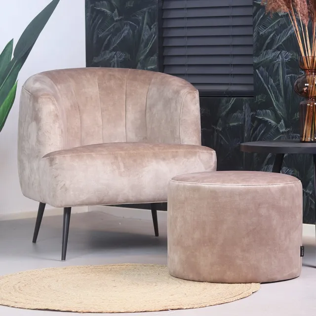 Bronx71 Velvet poef Beau taupe