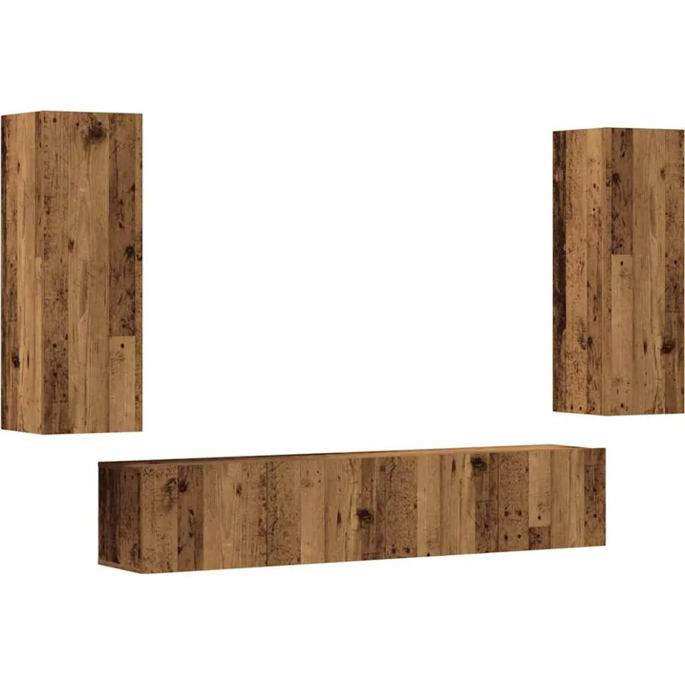 vidaXL Tv-wandkasten 4 st bewerkt hout oud houtkleurig Bruin