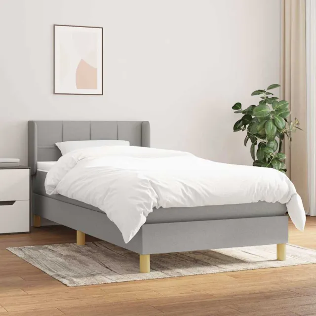 vidaXL Boxspring met matras stof lichtgrijs 90x190 cm grijs