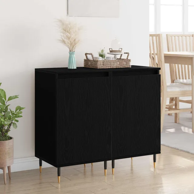 vidaXL Dressoir 2 st Zwart Eiken 40 x 35 x 70 cm, foto 2