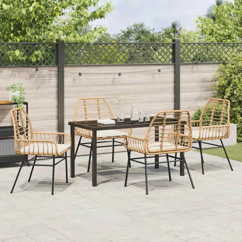 vidaXL Tuin eettafelset 5 st Bruin poly rattan, foto 3