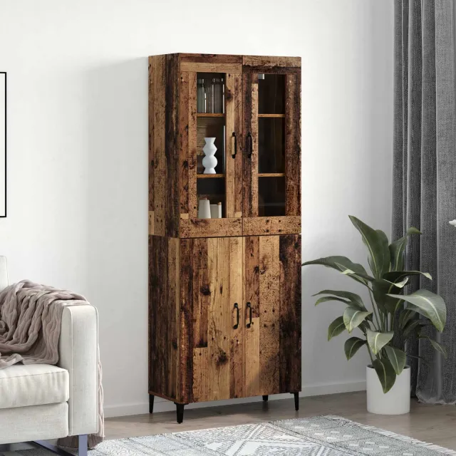 vidaXL Hoge kast 2 st Oud hout 69,5 x 34 x 180 cm Bewerkt hout bruin, foto 2