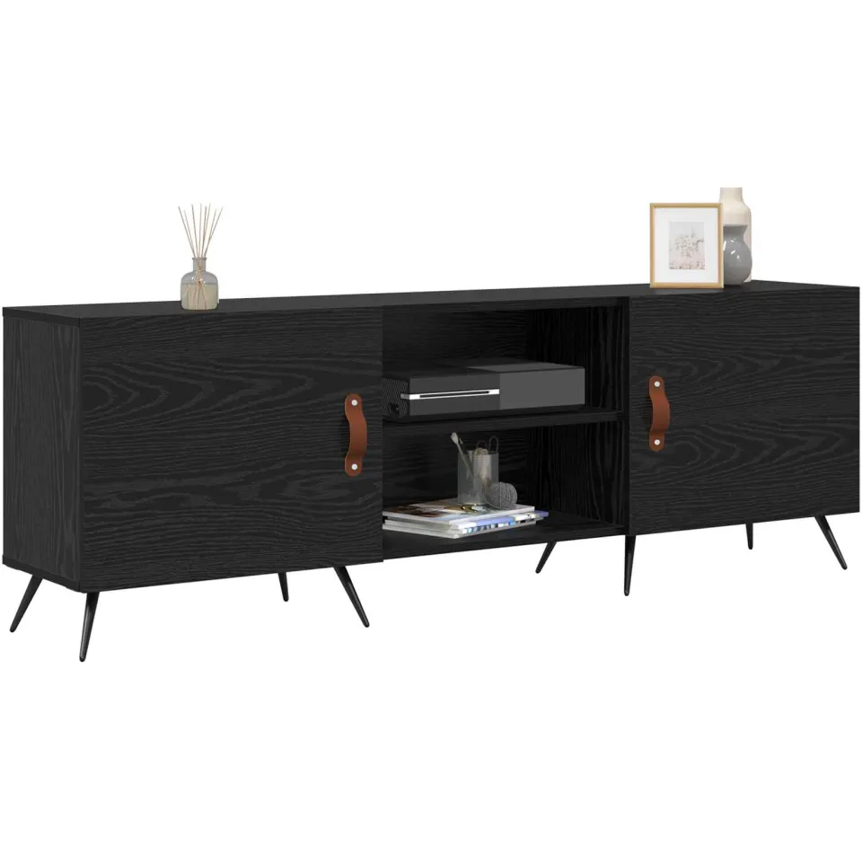 vidaXL TV-kast 150 x 30 x 50 cm Zwart eiken Bewerkt hout