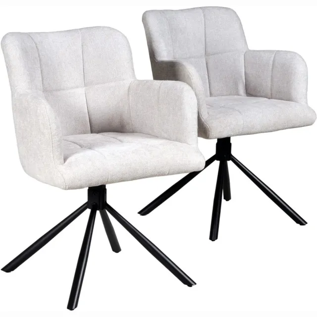 Weber Industries Set van 2 MILA draaibare eetkamerstoelen / Lichtgrijs