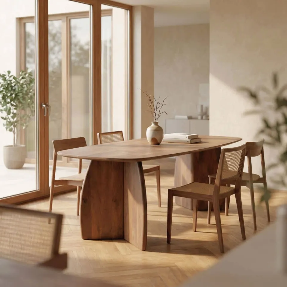 Giga Meubel Eettafel Majada - Deens Ovaal Donkerbruin Hout - 200x100x76cm, foto 4
