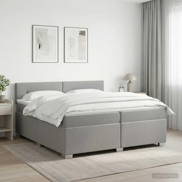 vidaXL Boxspringbed met matras Lichtgrijs 200 x 200 cm Stof