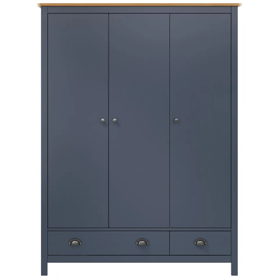 vidaXL Kledingkast Hill 3 deuren 127x50x170 cm grenenhout grijs