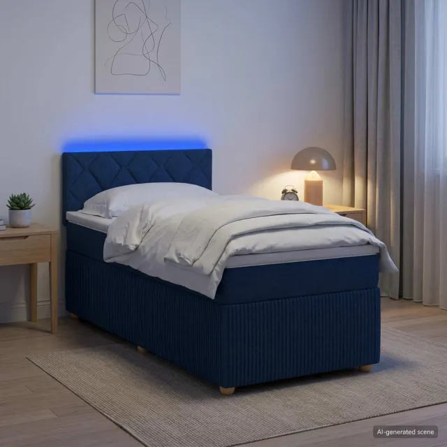 vidaXL Boxspringbed met matras met hoofdeinde Blauw 80 x 200 cm Stof