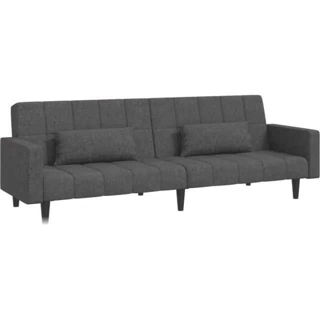 vidaXL Slaapbank - 2-zits - met - 2 - kussens - stof - donkergrijs
