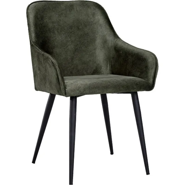 Soof & Tess Soph & Tess - Florence Eetkamerstoel - Groen - Set van 2 - Fluweel - Velvet - Industrieel - Met armleuning - Easy Clean Stoffen