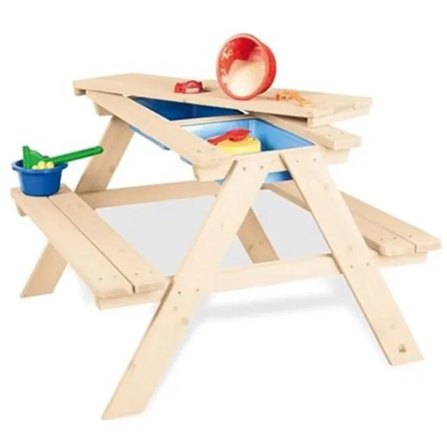 Sensline SenS-Line - Bassie picknicktafel en picknickbank voor kinderen met houten deksel Grenenhout