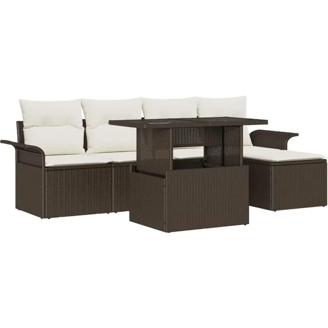 vidaXL Tuin Sofa Set 6 st Bruin [Synthetisch]: Poly Rattan