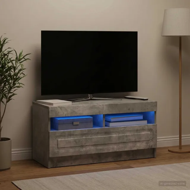 vidaXL LED tv-meubel Betongrijs Bewerkt hout grijs, foto 2