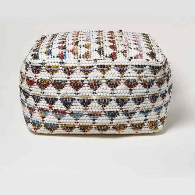 Homescapes Designer Kruk Poef Kubus Chindi kleurrijk Multi
