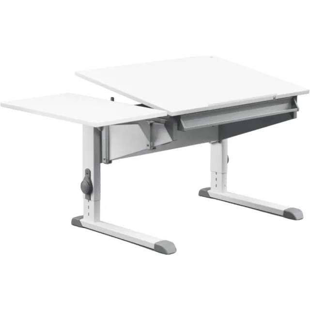 Moll World Moll Sprinter Compact Kinderbureau - In hoogte verstelbaar - Kantelbaar blad - Ergonomisch en meegroeiend bureau - Voor schoolkinderen - Wit