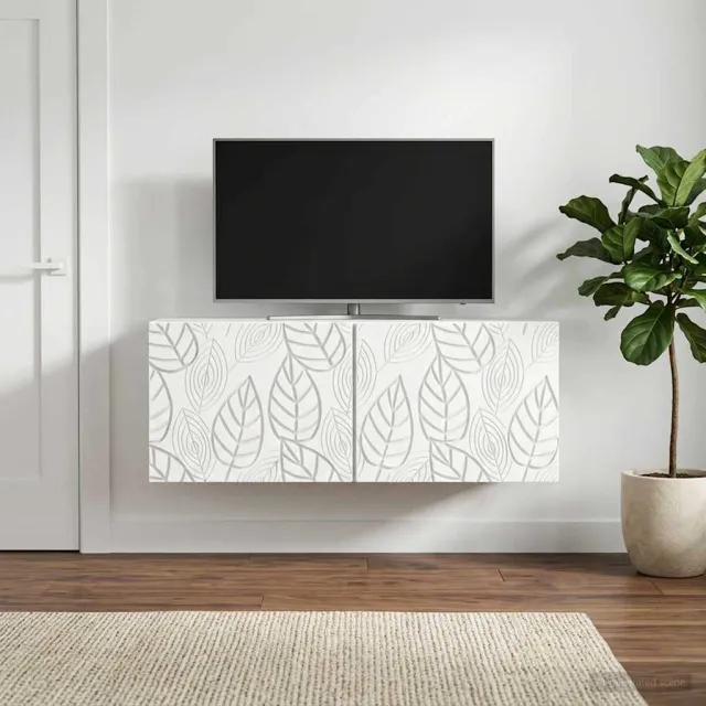 vidaXL Wandbeugel TV-kast 98 x 31 cm Wit Bewerkt hout Wandgemonteerd, foto 2