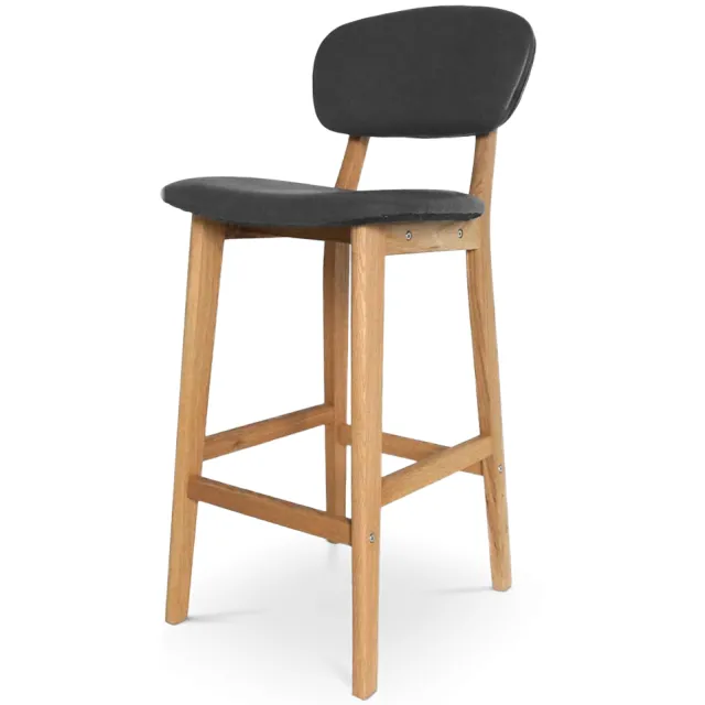 Essence Wood houten barkruk met kunstleren zitting - 65 cm Grijs