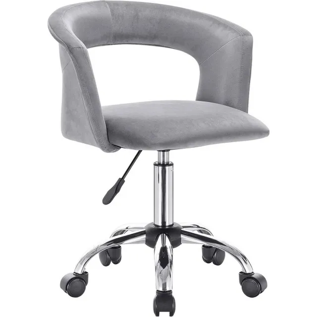Happyment Bureaustoel deluxe op wielen - Velvet - Voor volwassenen - Lichtgrijs - Ergonomische bureaustoel - In hoogte verstelbaar