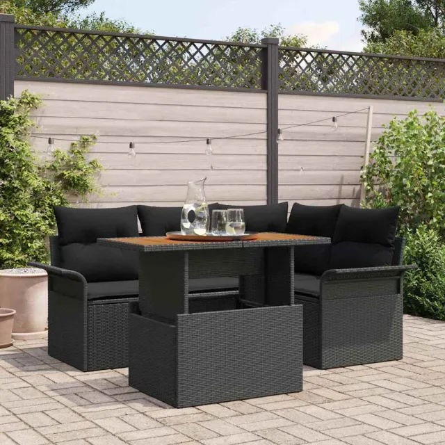 vidaXL Tuin Sofa Set 5 st Zwart Poly riet