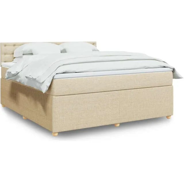vidaXL Boxspring met matras stof crèmekleurig 180x200 cm