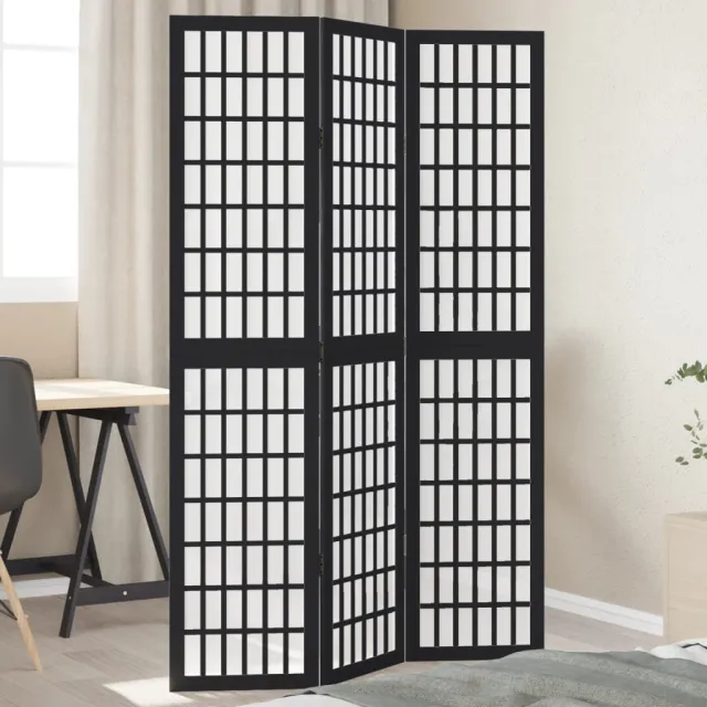 vidaXL Kamerscherm met 3 panelen massief paulowniahout zwart, foto 2