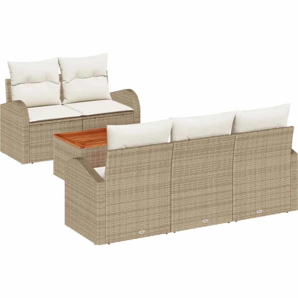 vidaXL Tuinbankenset 6 st Beige en Crème poly rattan