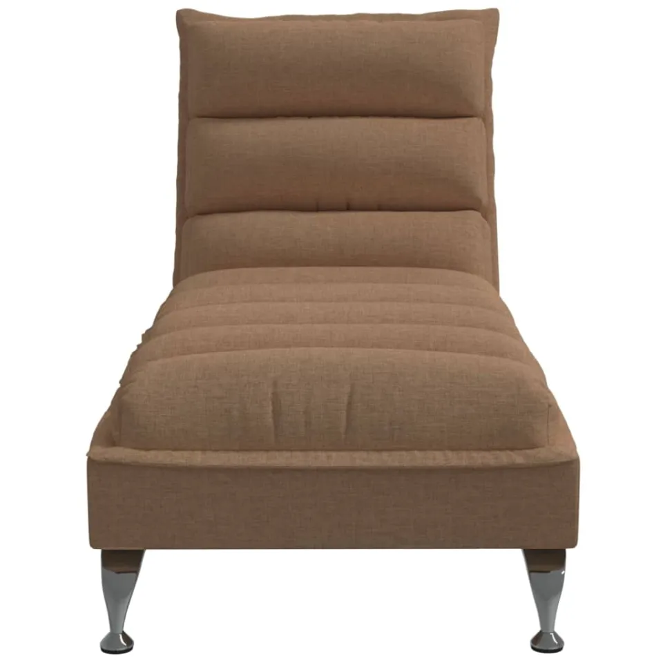 vidaXL Chaise longue met kussens stof bruin, foto 4