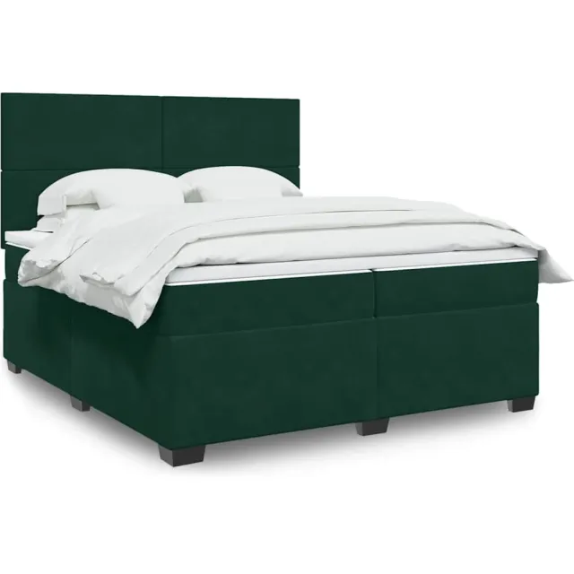 vidaXL Boxspring met matras fluweel donkergroen 200x200 cm groen