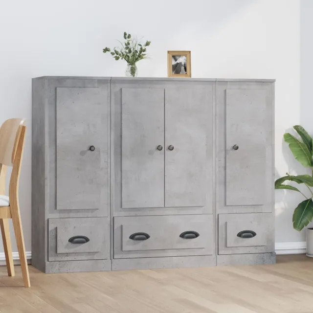 vidaXL Hoge kasten 3 st bewerkt hout betongrijs grijs, foto 2