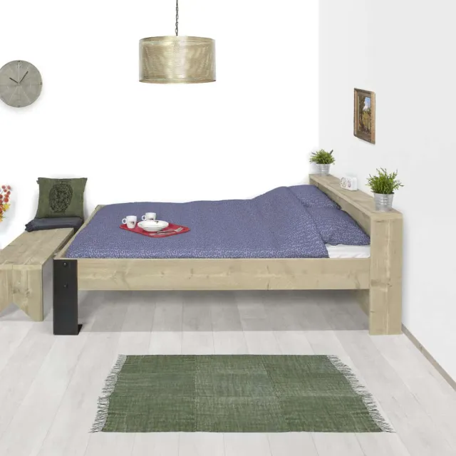 Steigerhouten bed Loma met stalen poten