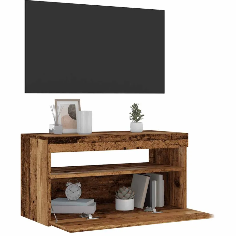 vidaXL Tv-meubel met LED 75x35x40 cm bewerkt hout oud hout Bruin