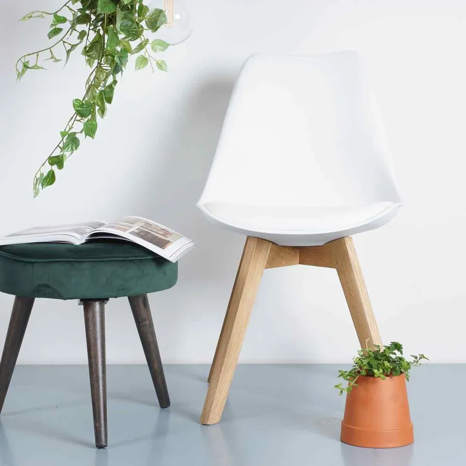 Essence Madera eetkamerstoel wit - houten onderstel, foto 2