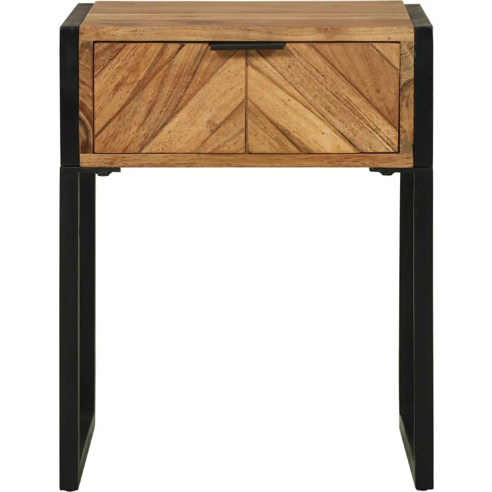 vidaXL Nachtkastje Bruin 40 x 35 x 50 cm Massief acaciahout en metaal, foto 3