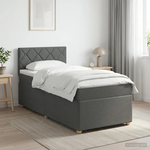 vidaXL Boxspringbed met matras Donkergrijs 80 x 200 cm Stof