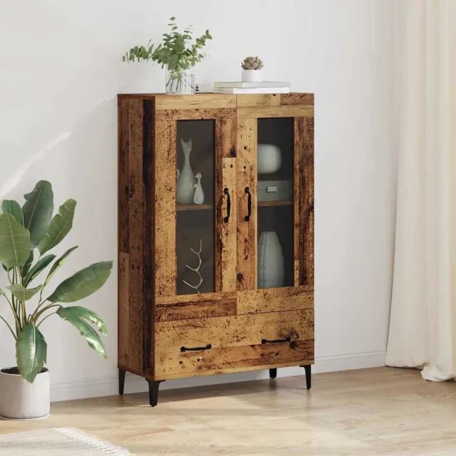 vidaXL Highboard Oud Hout 70 x 31 x 115 cm Gemonteerd hout en ijzer Bruin