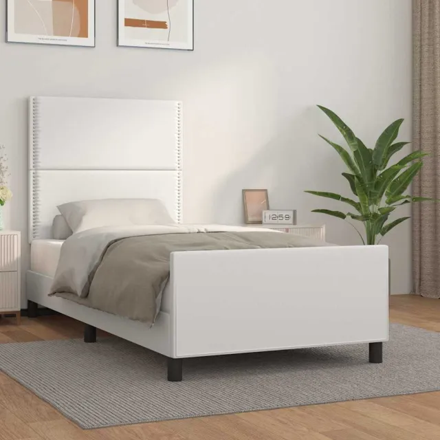 vidaXL Bedframe met hoofdbord kunstleer wit 100x200 cm
