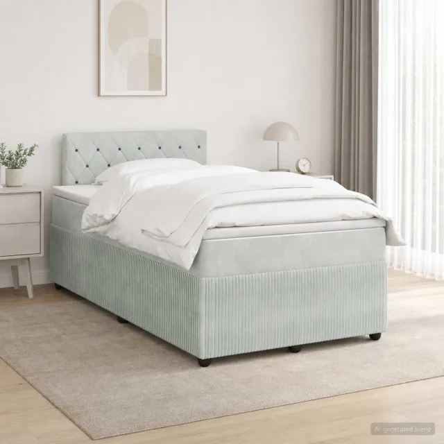 vidaXL Boxspringbed met matras Lichtgrijs 120 x 200 cm Fluweel Groen