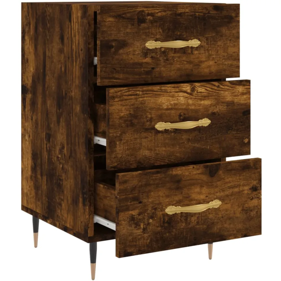 vidaXL Nachtkastje 40x40x66 cm bewerkt hout gerookt eikenkleurig, foto 4