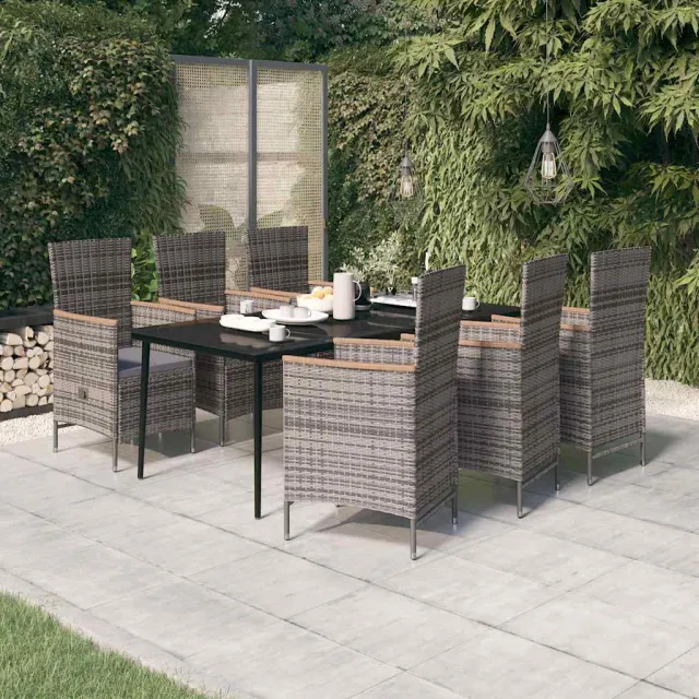 vidaXL 7-delige Tuinset met kussens grijs, foto 2