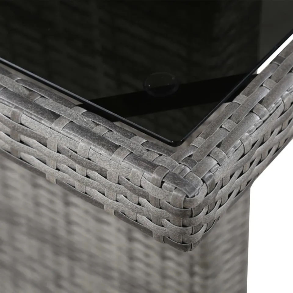 vidaXL Tuintafel 240x90x74 cm poly rattan en glas grijs, foto 2