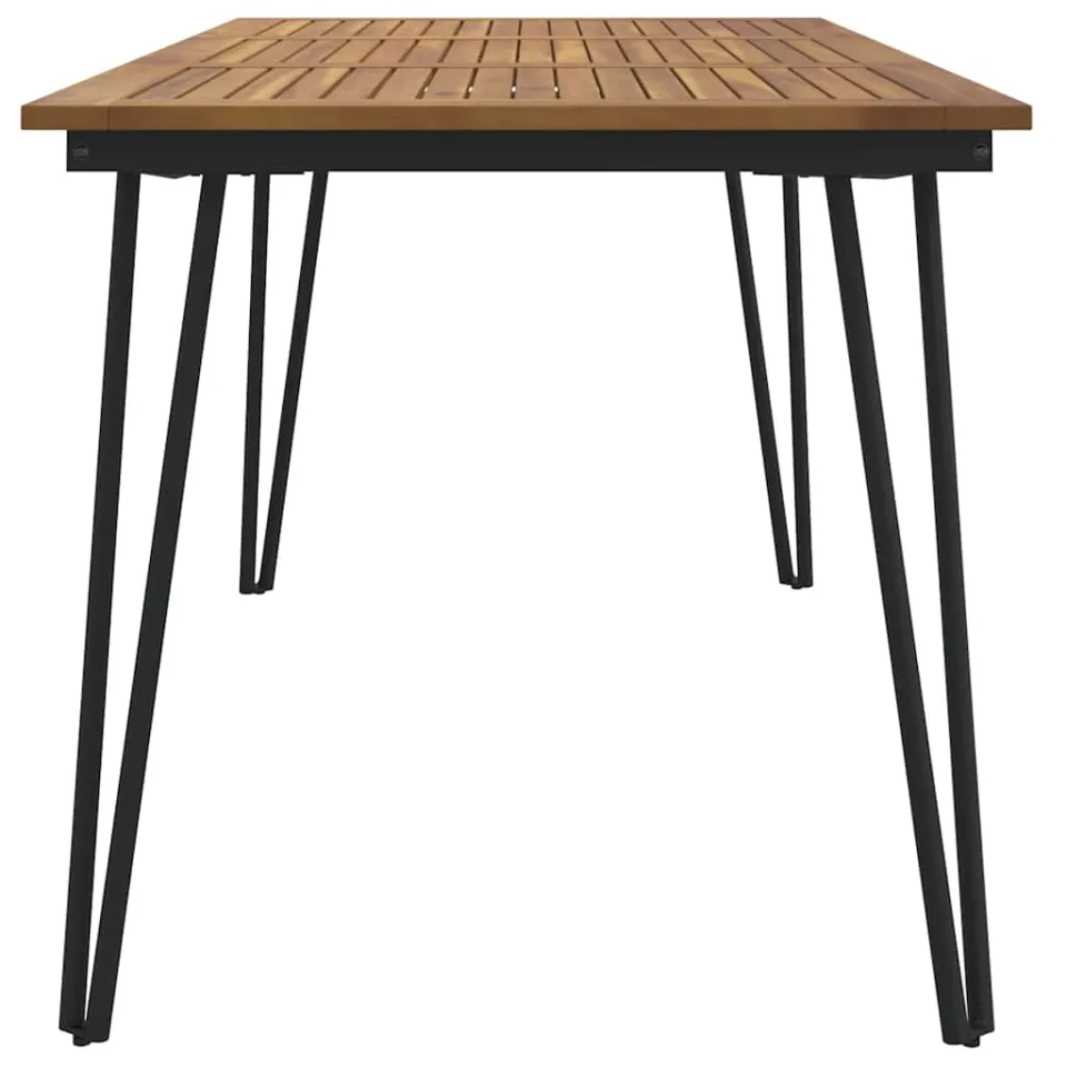 vidaXL Tuintafel met haarspeldpoten 140x80x75 cm massief acaciahout bruin, foto 4