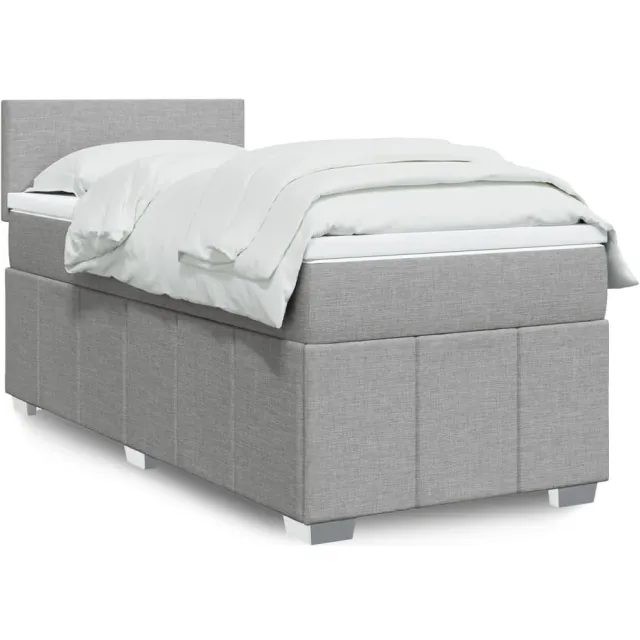 vidaXL Boxspring met matras stof lichtgrijs 100x200 cm grijs