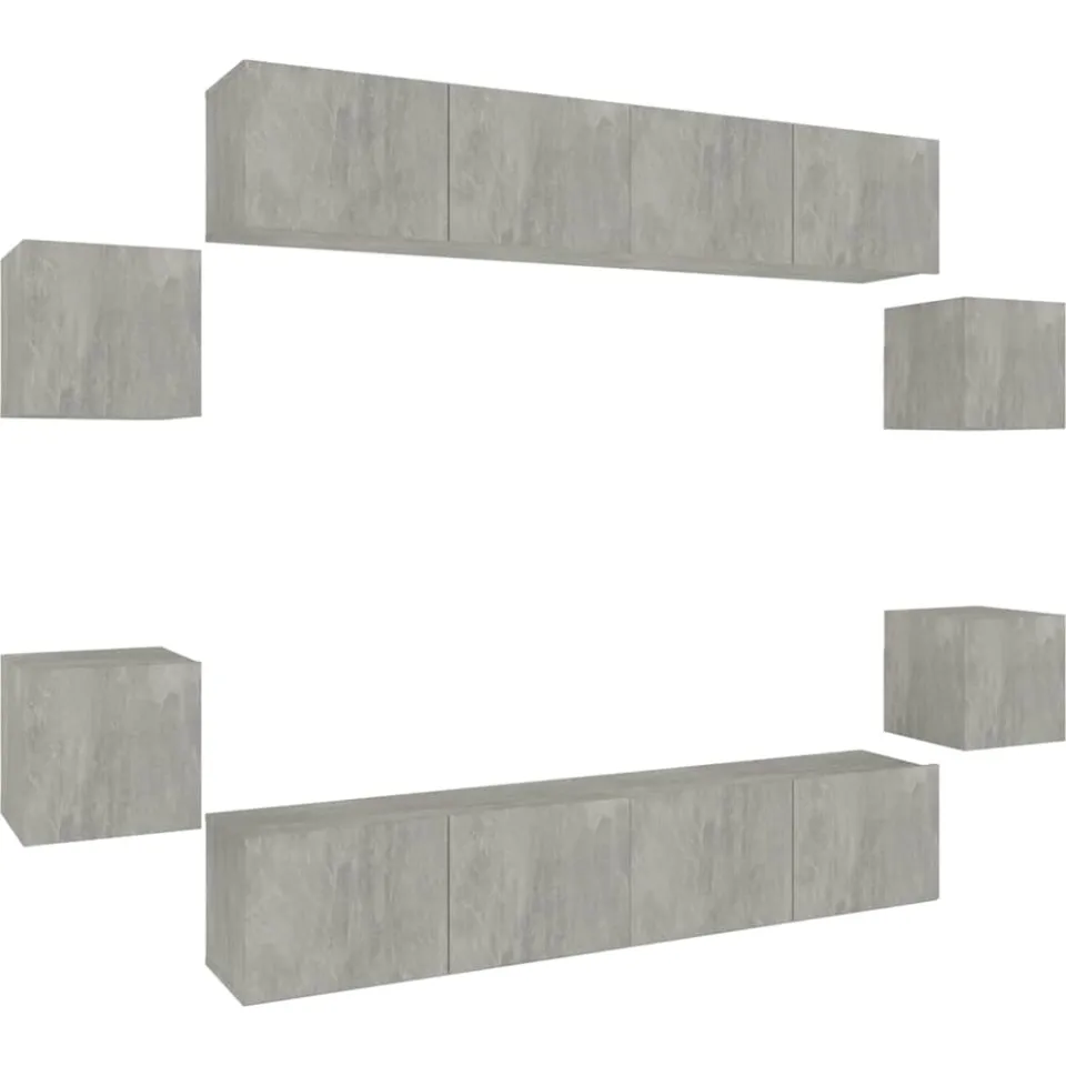 vidaXL 8-delige Tv-meubelset bewerkt hout betongrijs grijs, foto 3