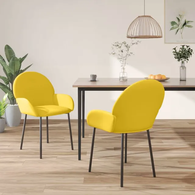 vidaXL Eetkamerstoelen 2 st fluweel geel, foto 2