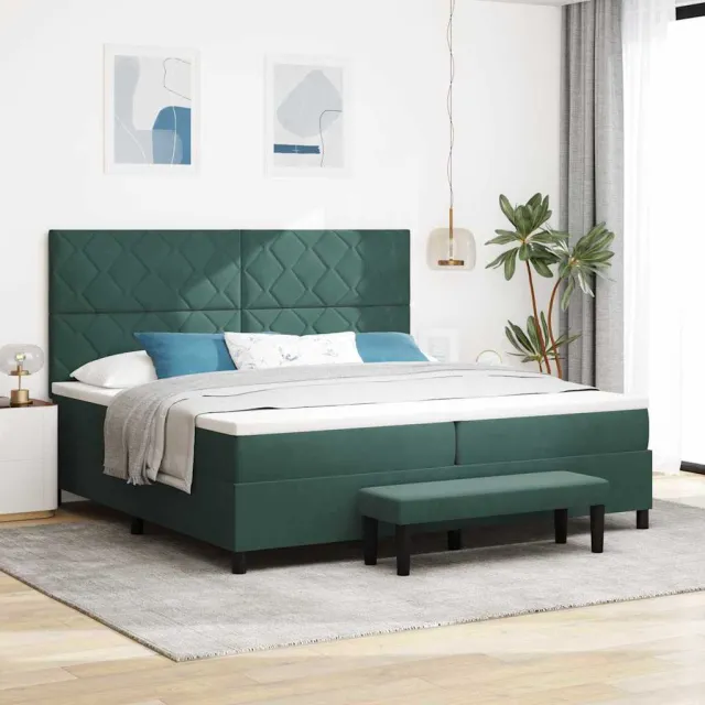 vidaXL Boxspring bed met hoofdeinde Donkergroen 200 x 200 cm Fluweel groen