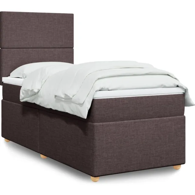 vidaXL Boxspring met matras stof donkerbruin 90x190 cm bruin