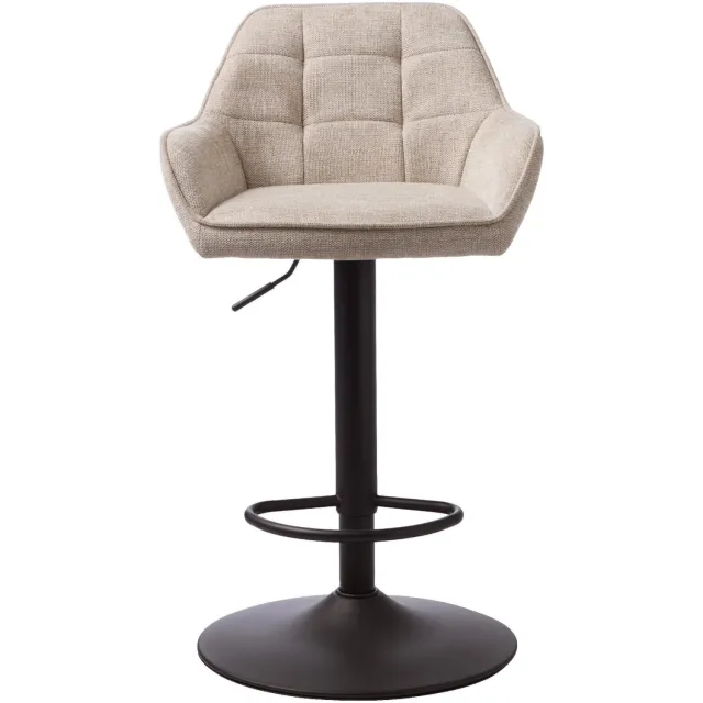 Nest of Nora Set van 2 - Nest of Nora Verstelbare barkruk Zane met zwarte stalen poot - Stof - Zand Beige
