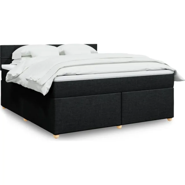 vidaXL Boxspring met matras stof zwart 180x200 cm
