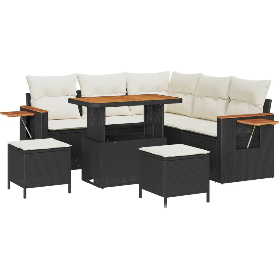vidaXL Tuinbankenset 8 st Zwart poly rattan