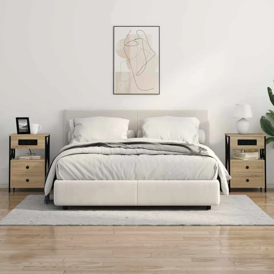 vidaXL Nachtkastje 2 st Sonoma Eiken 40 x 31 x 60 cm Bewerkt hout, foto 4
